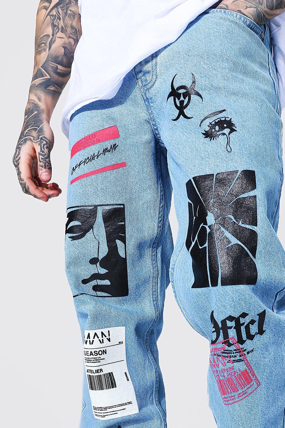 Relaxed Fit Graphic Printed Jean